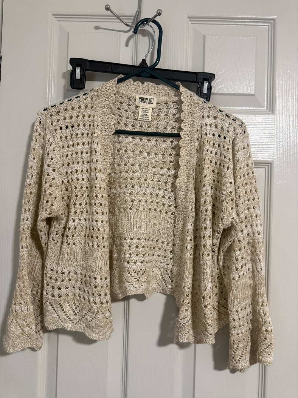 St. John's Bay Cream Open-Weave Crochet Cardigan